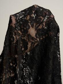 SHEIN Tall Fall Women's Clothing, Commuter Fashion, Fall Women's Clothing, Fall Essentials, Women's Lapel, Long-Sleeved Lace See-Through Slim Fit, Elegant Black Blazer, Women's Lace Jacket, Women's Black Blazer - Black - View 9