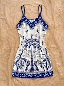 Soleia 女士度假休闲热带印花吊带迷你连衣裙 - 彩色 - 查看 5