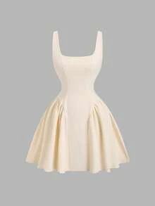 Sweetra American Sexy Backless Tie-Up Bow Ballerina Style Sweet Waist-Cinching Sleeveless Dress - Light Yellow - View 5