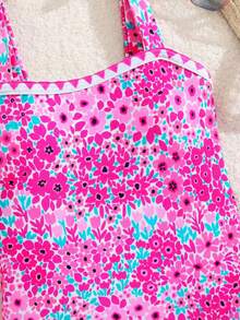 Emery Rose Kids 少女碎花休闲连体泳衣沙滩春夏泳装 - 彩色 - 查看 3