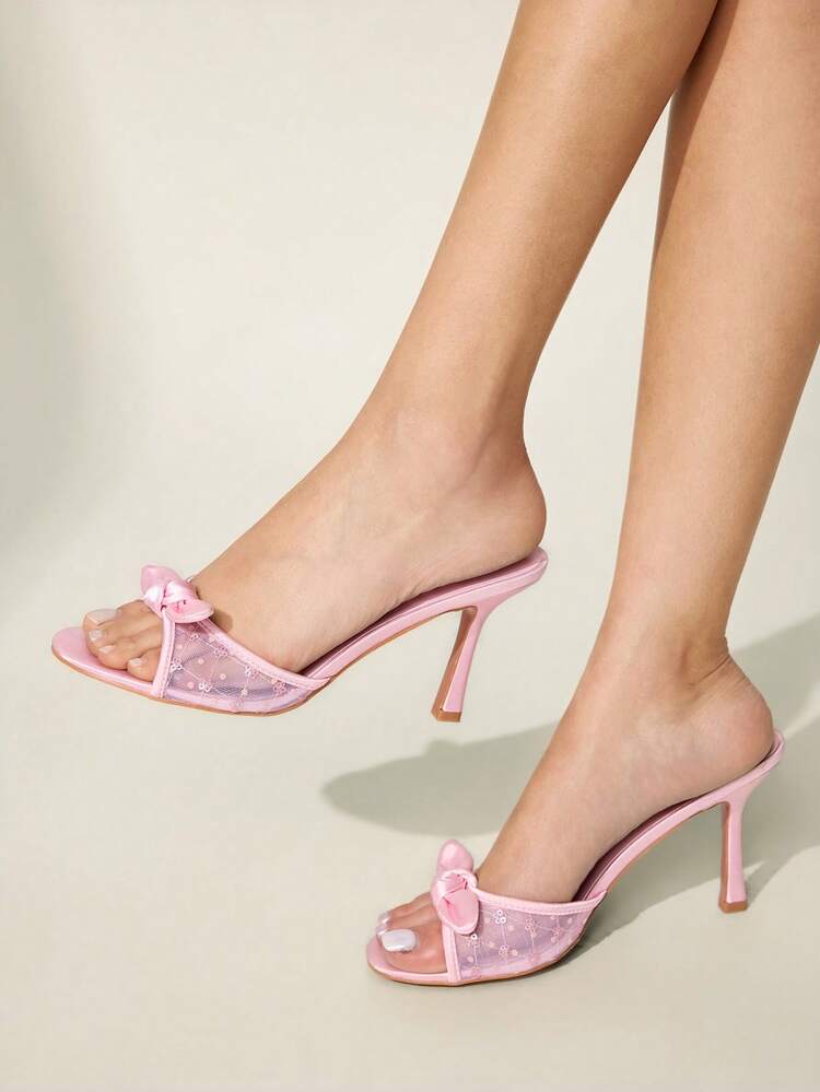 CUCCOO CHICEST Brown PU Leather Women's Pointed Toe High Heel Mule Sandals Spring Shoes Spring Break Easter Prom Heels Elegant Shoes Wedding Shoes