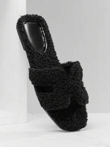 SHUZIA Women's Minimalist Slip On Flat Sandals Valentine's Day - Black - View 6