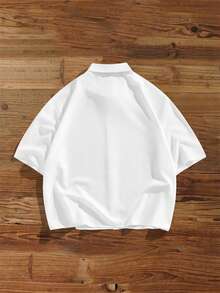 Manfinity Joysei Men's Casual Cherry Blossom Pattern Loose Cropped Shirt, Suitable For Summer - White - View 2