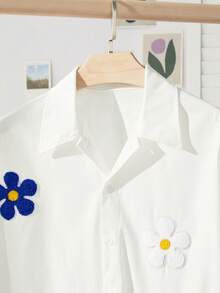 EASEVO Áo sơ mi nam cỡ lớn dáng rộng, in hoa màu trắng, chất liệu dệt kim. - trắng - Xem 3