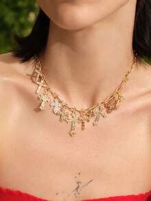 Glisma 1 件女士吊饰项链，粗链项链，带多个吊饰，女士珠宝 - 金色 - 查看 2