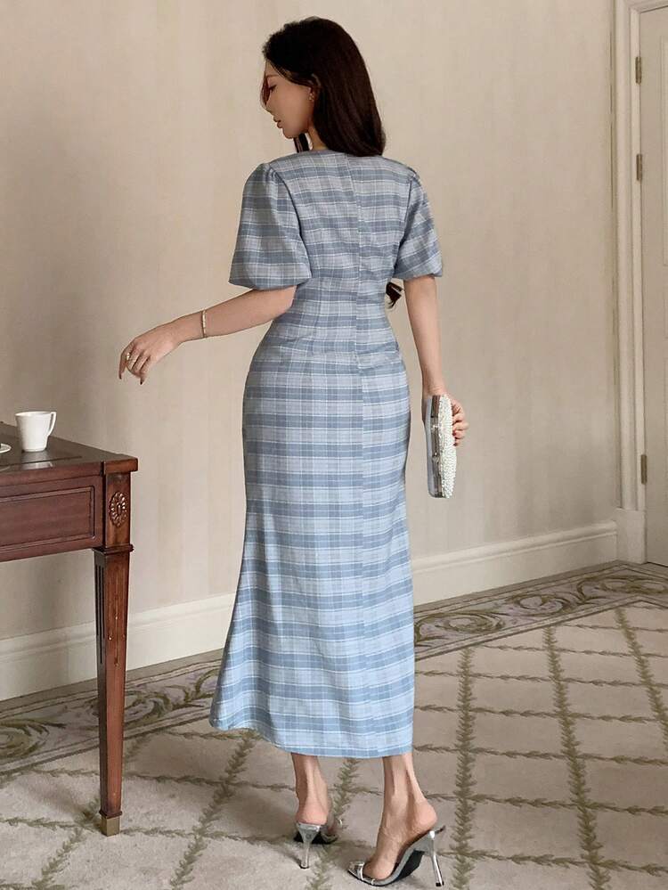 Women's Elegant V-Neck Petal Sleeve Midi Dress, Summer,Wedding Guest Dress Women Sundress