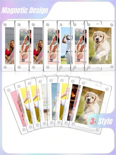 亚克力冰箱贴相框，透明双面磁铁相框，展示框，适用于富士胶片，2.36 X 3.54 英寸