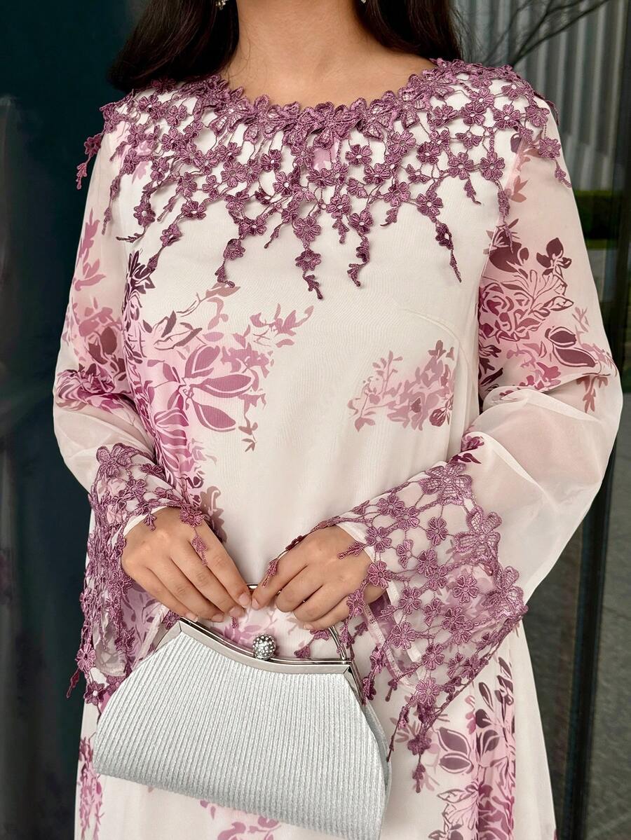 Al Najma 保守、优雅、奢华而浪漫的阿拉伯风格女式连衣裙 - 彩色 - 查看 1