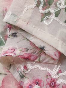 DAZY Elegant Floral Print Tie Collar Women's Blouse, Spring - Purple - View 7