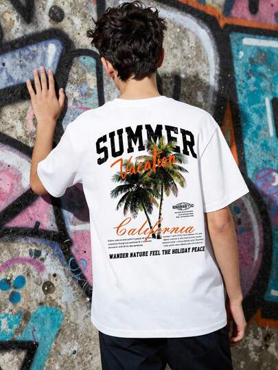 男童休闲卡通图案短袖T恤，适合夏季穿着