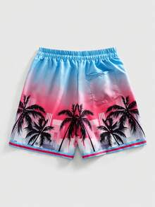 ROMWE MEN Conjunto de camisa casual de moda con cuello de solapa, manga corta y botones delanteros en degradado para hombres - Multicolor - Ver 7