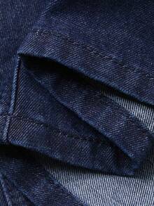 DAZY Conjunto de blusa casual con cuello y falda de mezclilla para mujer - Azul lavado oscuro - Ver 9