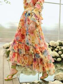 MOTF PREMIUM WOMEN'S ROMANTIC ELEGANT PRINTED PATCHWORK SKIRT, SPRING/SUMMER - Multicolor - View 4