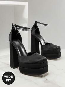 SHUZIA Women's Wide-Fit Glamorous Sexy Ankle Strap Double Platform Heel Pumps Valentine's Day - Black - View 6