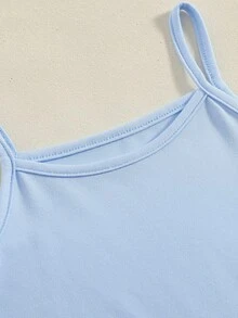5件/套 女童简约纯色柔软舒适吊带背心 - 藍色 - 查看 3
