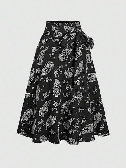 SHEIN Franclia 女士新款复古优雅时尚撞色A字裙