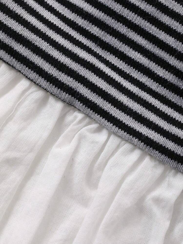 Tween Girls' Sleeveless Striped Half-Zip Casual Ruffle Hem Summer T-Shirt