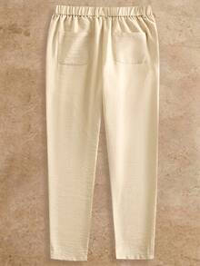 HIMLAND 男士休闲百搭纯色西装裤 - 米色 - 查看 5