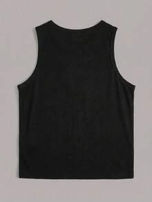 2pcs/Set Tween Boy Palm Tree Print Knit Tank Top - Multicolor - View 6