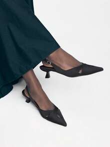 Mnmlis Tacones altos elegantes y versátiles con diseño de hebilla y punta afilada para mujer - Negro - Ver 8