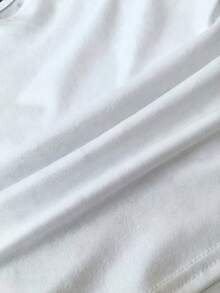 SHEIN Tween Girls White Knit Casual Minimalist Polka Dot Print Asymmetric Ruched Cropped Top, Suitable For Spring/Summer, Casual, Personalized Styling, Daily Wear - White - View 5