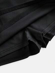 Girlism Chân váy ngắn màu đen trơn cho bé gái tuổi teen, điểm nhấn là nơ kim loại, kiểu dáng năng động, phù hợp cho sinh hoạt thành thị và đi làm, có quần short liền thân, thích hợp cho mọi dịp. - màu đen - Xem 4