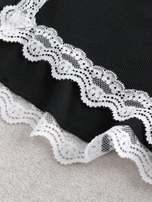 GlowEve CURVE Quần legging nữ cỡ lớn, kiểu dáng giản dị, màu đen trắng, viền ren, thích hợp cho đầu mùa xuân. - màu đen - Xem 3