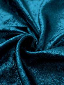 Franclia 优雅收腰交叉领长袖衬衫，配有隐形拉链，采用金色天鹅绒面料，适合秋冬季穿着。 - 藍色 - 查看 6