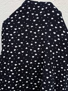 SHEIN Pregnant Women's Casual Heart Print Off-Shoulder Split Dress, Summer - Royal Blue - View 7