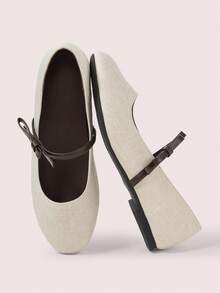 CUCCOO DOLLMOD 法式仙女蝴蝶结玛丽珍鞋 女鞋 春夏新款芭蕾舞鞋 舒适女士通勤鞋 针织帽奶奶鞋 情人节 - 米白色 - 查看 2