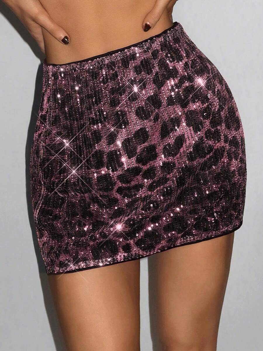 EgrlEra Rok Mini Pesta Musim Panas Motif Leopard Patchwork Berhiaskan Payet Gaya Y2K untuk Pesta Liburan - MultiWarna - View 1