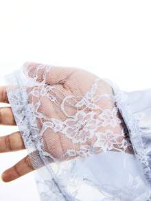 LYSMO Bộ sưu tập mới 2026 phong cách tối giản Xuân/Hè dành cho nữ, áo hở lưng ren màu xanh nhạt gợi cảm, thích hợp đi chơi mùa hè, thanh lịch, đi biển, thường ngày, màu xanh dương. - Màu tím - Xem 7