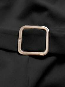 Pariaura Bộ áo liền quần nữ kiểu Pháp thanh lịch, cổ tròn, thắt eo, giúp thon gọn vòng eo, thích hợp mặc thường ngày vào mùa đông. - màu đen - Xem 5