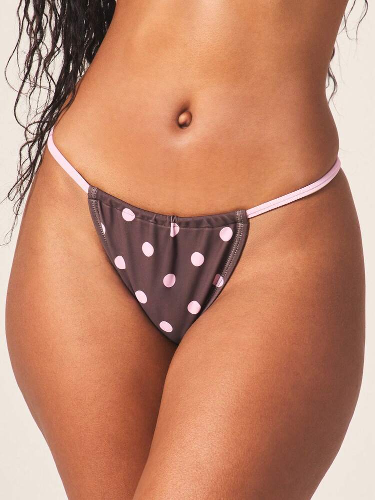 MISSGUIDED Polka Dot Bikini Bottoms With Pink Trim
