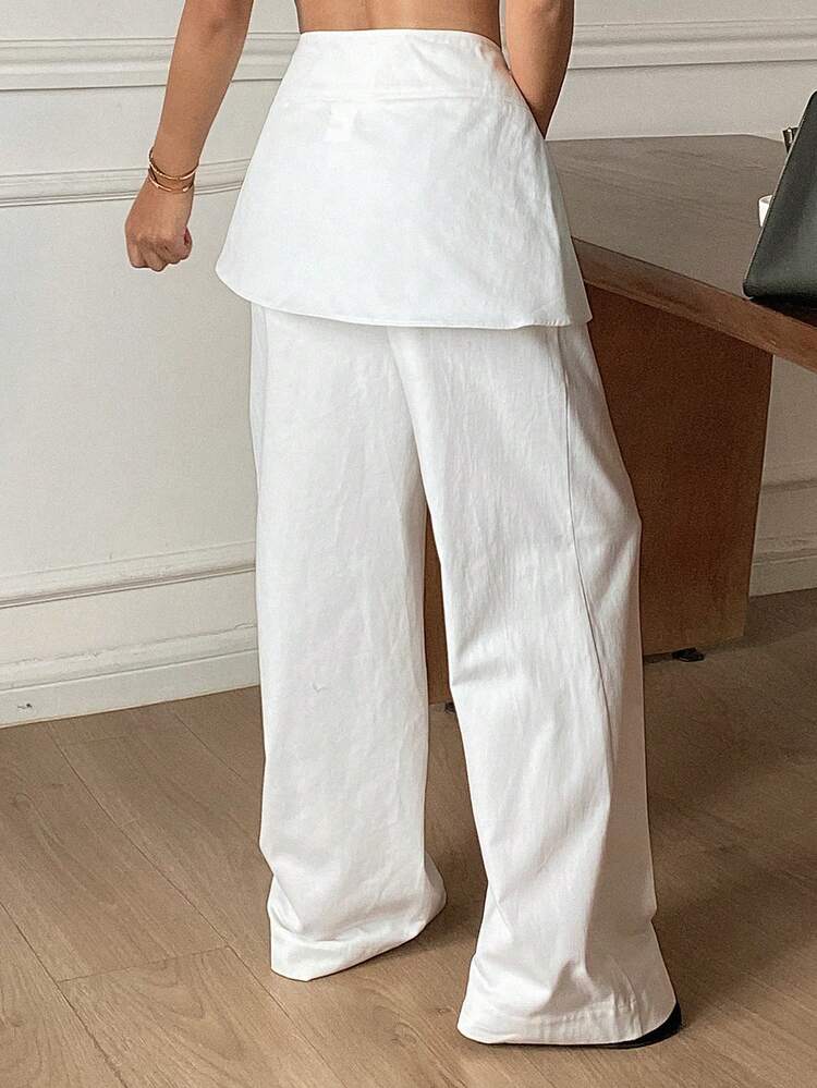 2pcs Set: Loose Solid Color Wide Leg Pants & Casual Flared Pants For Women, Spring/Autumn