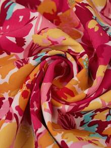 SHEIN Frenchy Đầm slip dáng suông xẻ tà in hoa dành cho nữ cỡ lớn - Nhiều màu - Xem 11