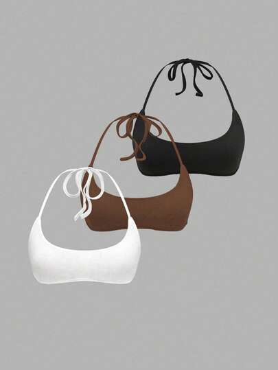 EgrlEra Blusa de unicolor con cuello halter y lazo, versátil para uso diario