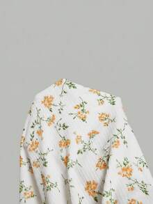 SHEIN MOD Vestido mini de punto con encaje con estampado floral diminuto, vestido mini de verano - Amarillo claro - Ver 5