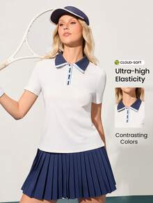 CourtClass Casual Versatile Contrast Button Short Sleeve Slim Fit Athletic Polo Shirt - Multicolor - View 3