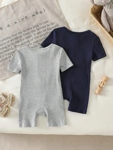 Infant/Toddler Boys' Lion Cartoon Print 2 Pieces Snug Fit Short Jumpsuit - Multicolor - View 2