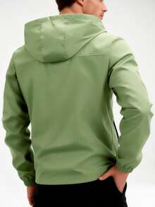 Manfinity Homme 男士休闲拉链连帽夹克 - 橄欖綠 - 查看 2