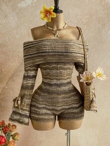 Soleia Mono de punto minimalista sin hombros para mujer, uso diario - Multicolor - Ver 5