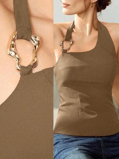 Uhlyne เสื้อฮาล์เตอร์เปลือยหลังสุดเซ็กซี่สำหรับผู้หญิง