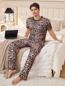 CoupledUp Cute Avocado Print Short Sleeve & Pants Men Pajama Set - Multicolor - View 6