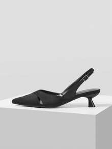 Mnmlis Tacones altos elegantes y versátiles con diseño de hebilla y punta afilada para mujer - Negro - Ver 3