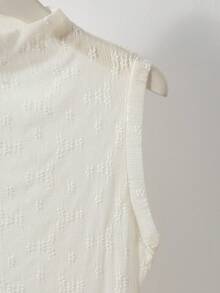 Franclia 女士立领提花优雅简约背心 - 杏色 - 查看 7