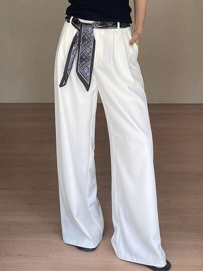 DAZY Women's Solid Color Minimalist Casual Pants