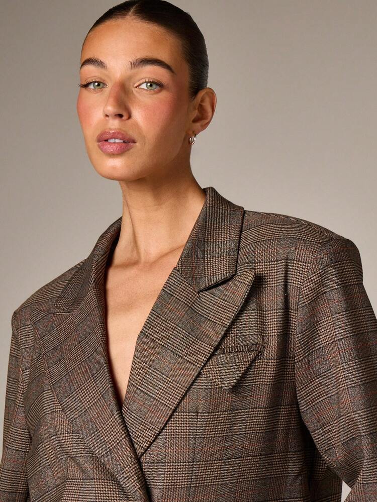 Oversized Checked Tailored Blazer With Lapels