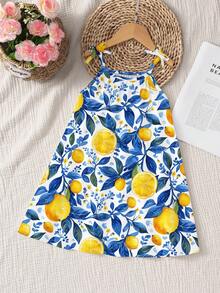 Young Girl' Sleeveless Dress, Yellow Lemon Tropical Seamless Pattern, Suitable For Spring And Summer, Casual Cute And Fashionable Versatile Daily Wear - Multicolor - View 1