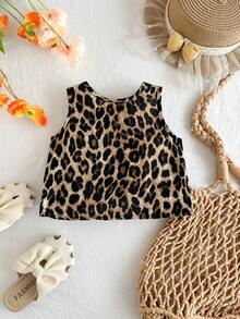 SHEIN Babygirl Casual Cute Versatile Leopard Print Camisole - White - View 2